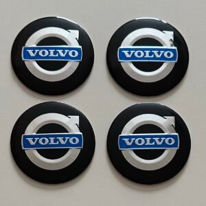 4 pcs (Set) 56mm - 2.20inch Black Volvo wtih Blue Logo Wheel Center Hub Caps Stickers