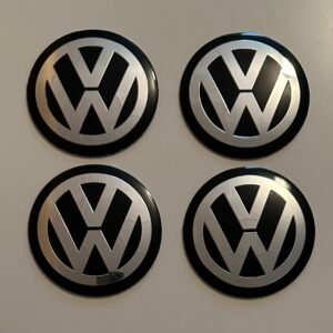 4 pcs (Set) 120mm - 4.72inch Black Volkswagen Wheel Center Hub Caps Stickers
