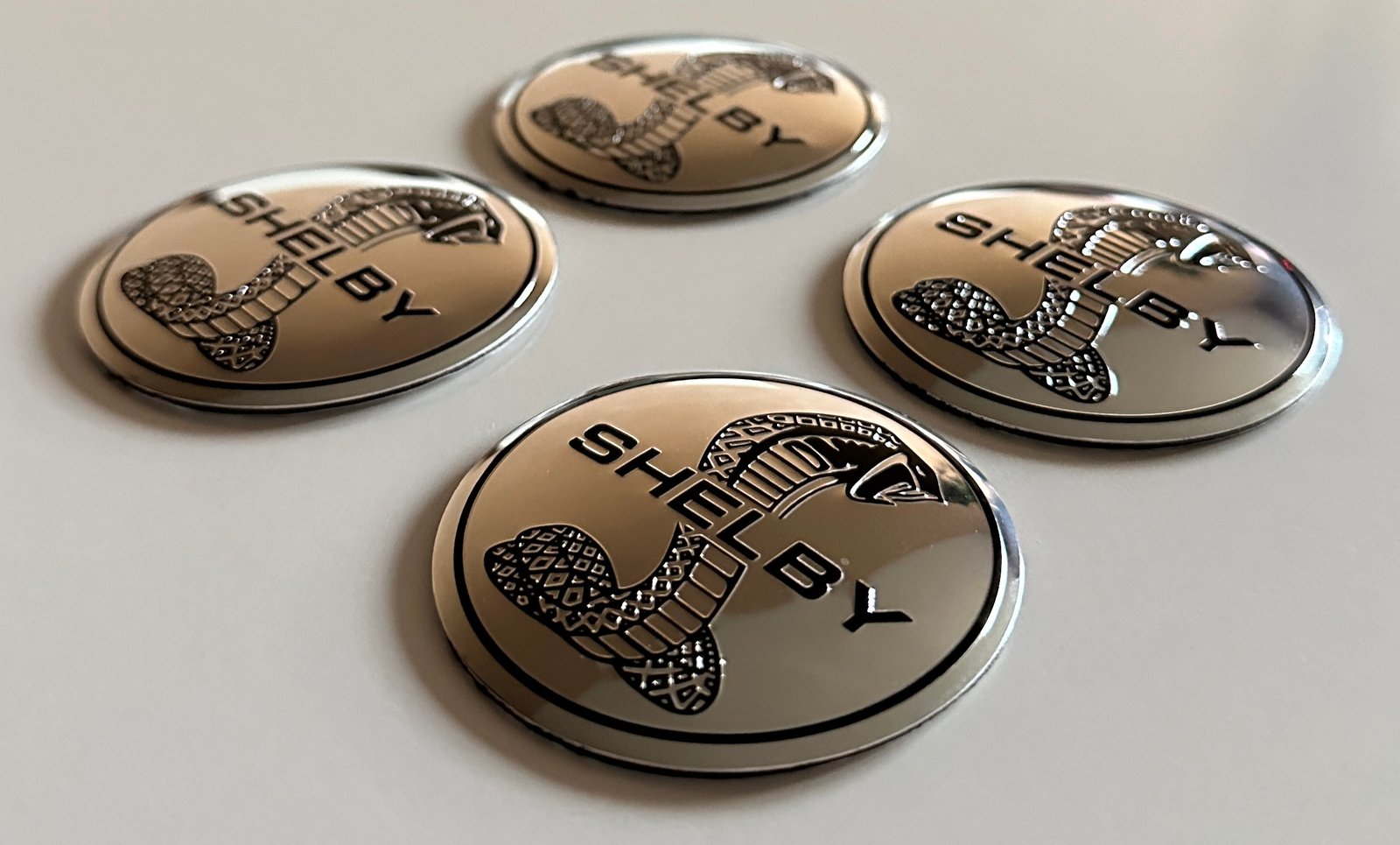 4 pcs (Set) 56mm - 2.20inch Silver Shelby Wheel Center Hub Caps Stickers - Image 3