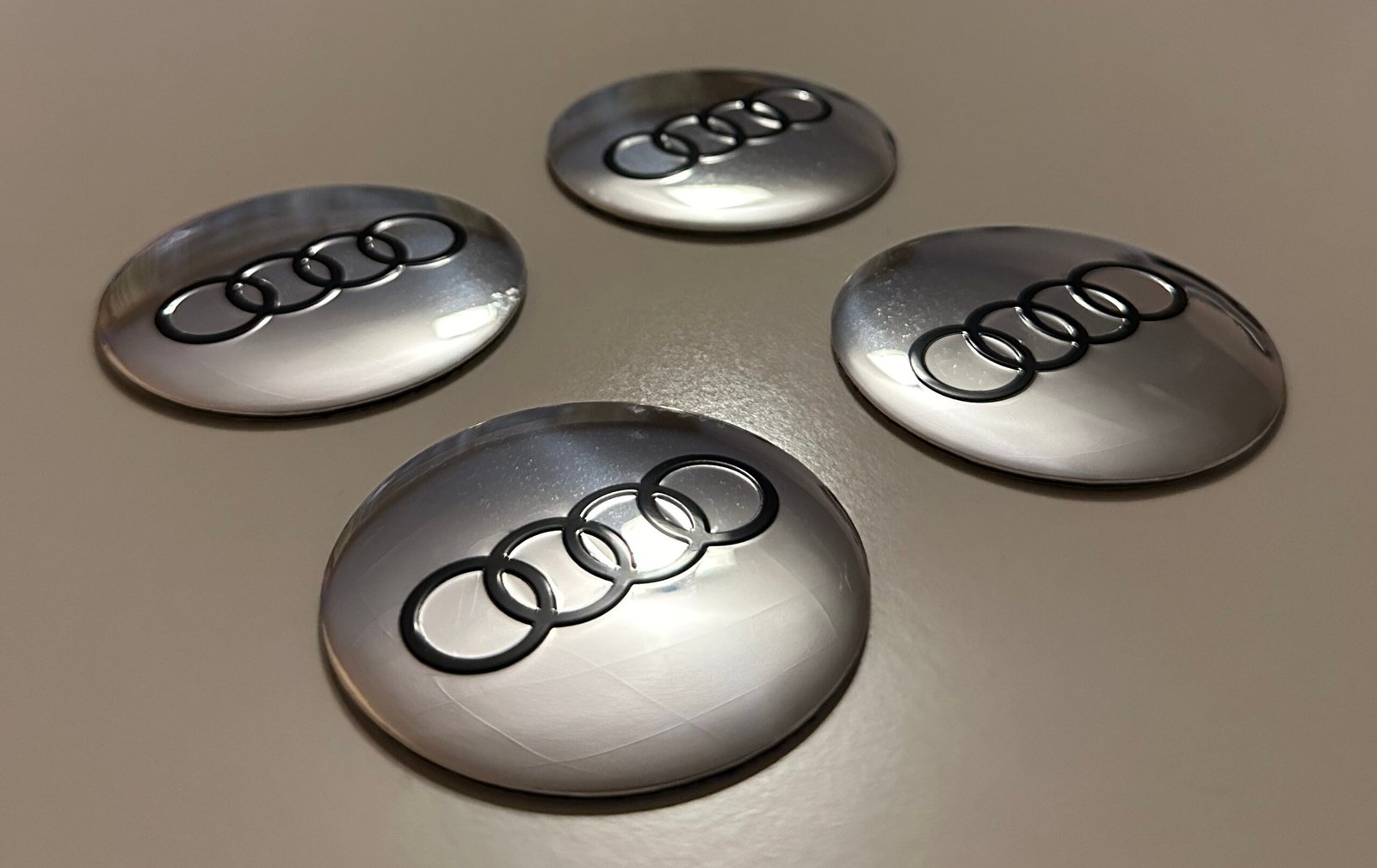 4 pcs (Set) 56mm - 2.20inch Glossy Silver Audi Wheel Center Hub Caps Stickers - Image 2