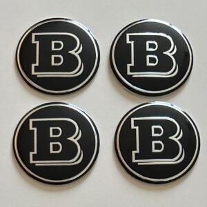 4 pcs (Set) 56mm - 2.20inch Black BRABUS Wheel Center Hub Caps Stickers