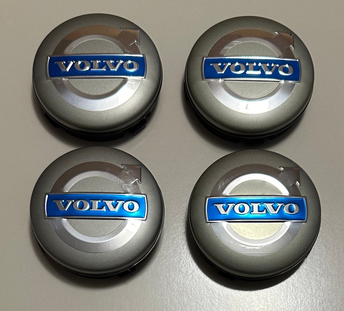 4 pcs (Set) 64mm - 2.52inch Silver Volvo Wheel Center Hub Caps (3546923)