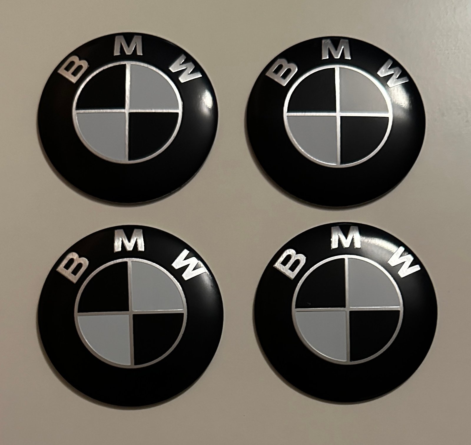 4 pcs (Set) 56mm - 2.20inch Black & White BMW Wheel Center Hub Caps Stickers