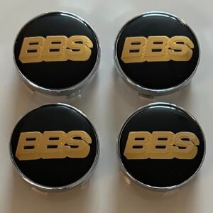 4 pcs (Set) 60mm - 2.36inch Black & Gold BBS Wheel Center Hub Caps