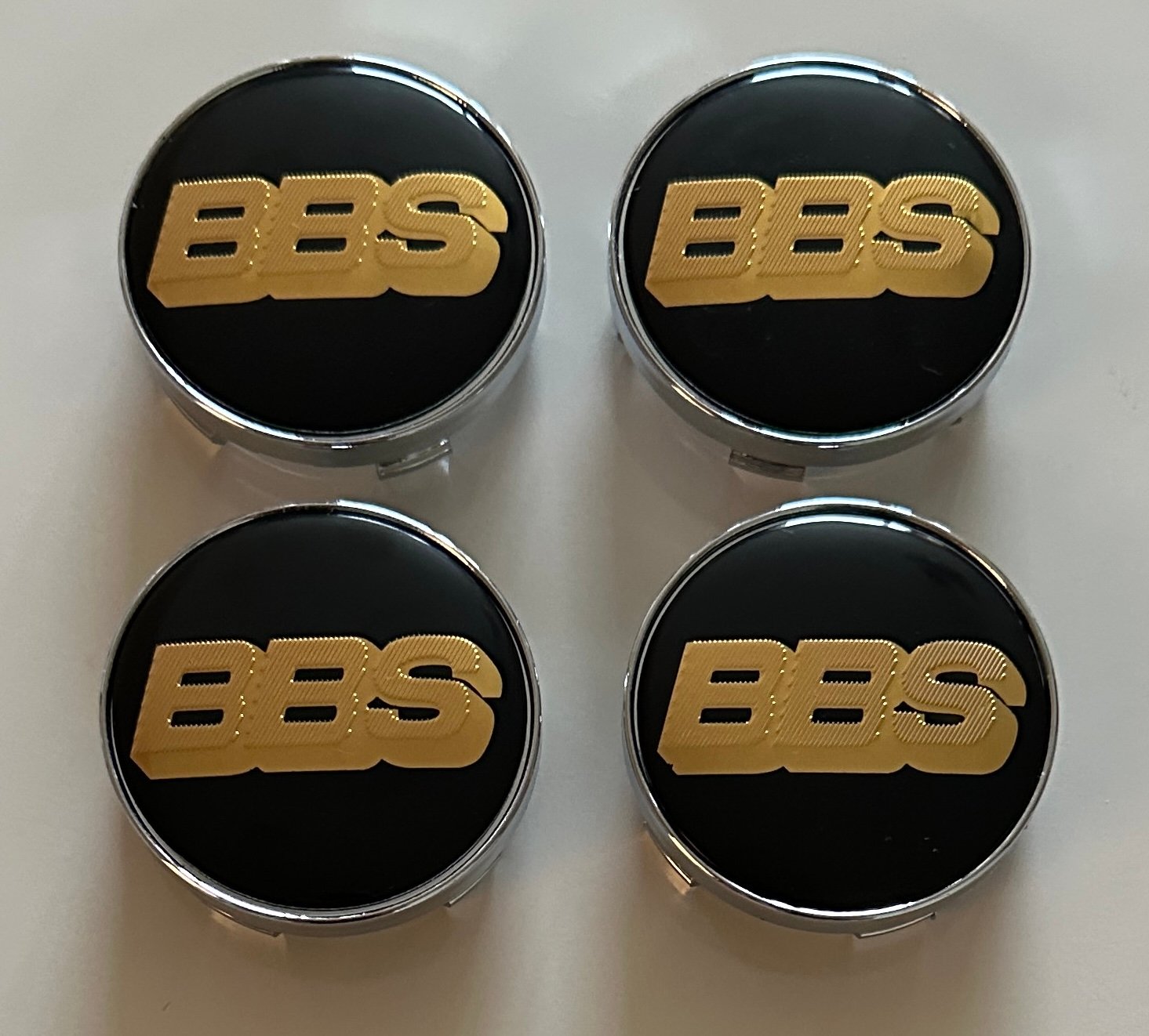 4 pcs (Set) 60mm - 2.36inch Black & Gold BBS Wheel Center Hub Caps