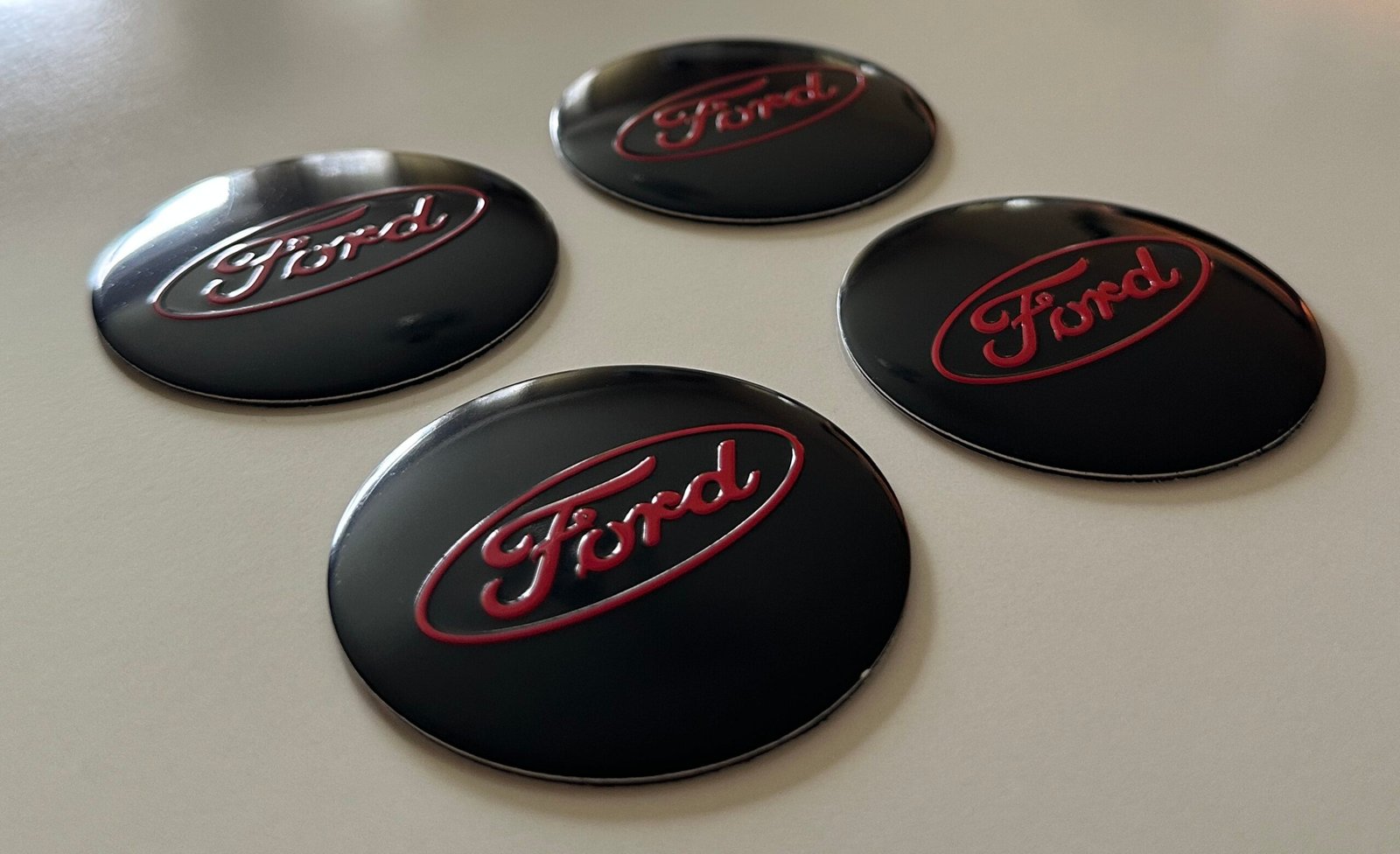 4 pcs (Set) 56mm - 2.20inch Black & Red Ford Wheel Center Hub Caps Stickers - Image 2