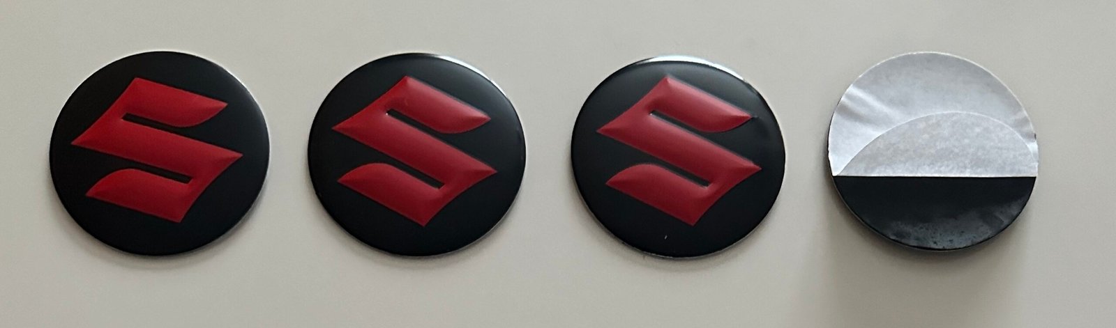 4 pcs (Set) 56mm - 2.20inch Black & Red Suzuki Wheel Center Hub Caps Stickers - Image 5