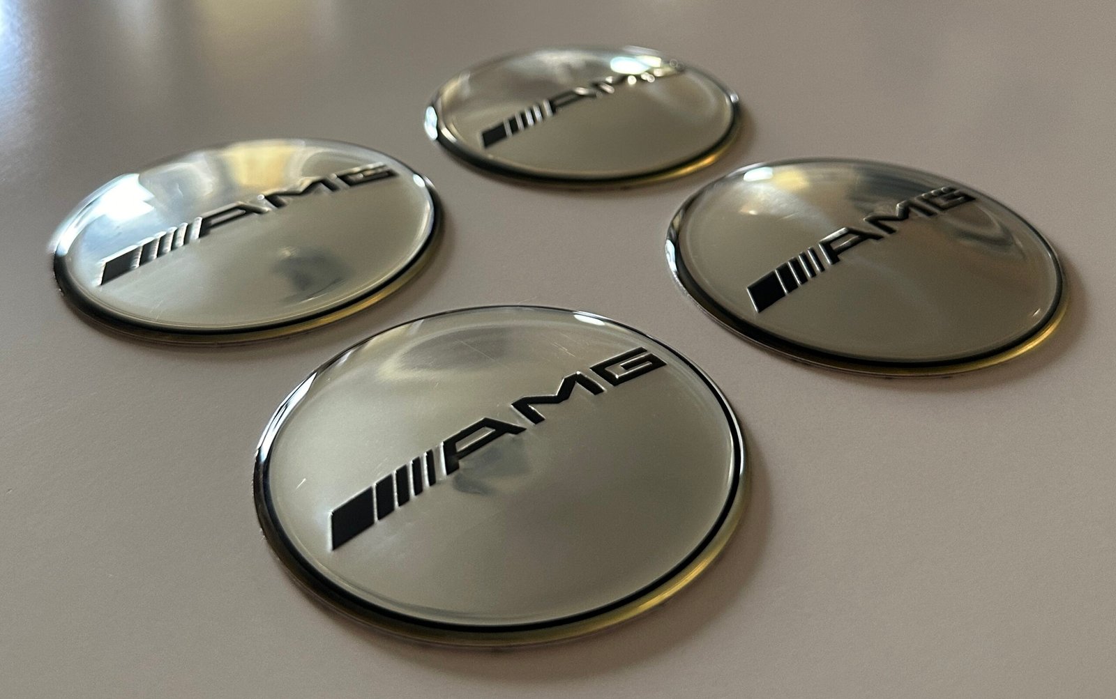 4 pcs (Set) 65mm - 2.56inch Silver AMG Wheel Center Hub Caps Stickers - Image 2