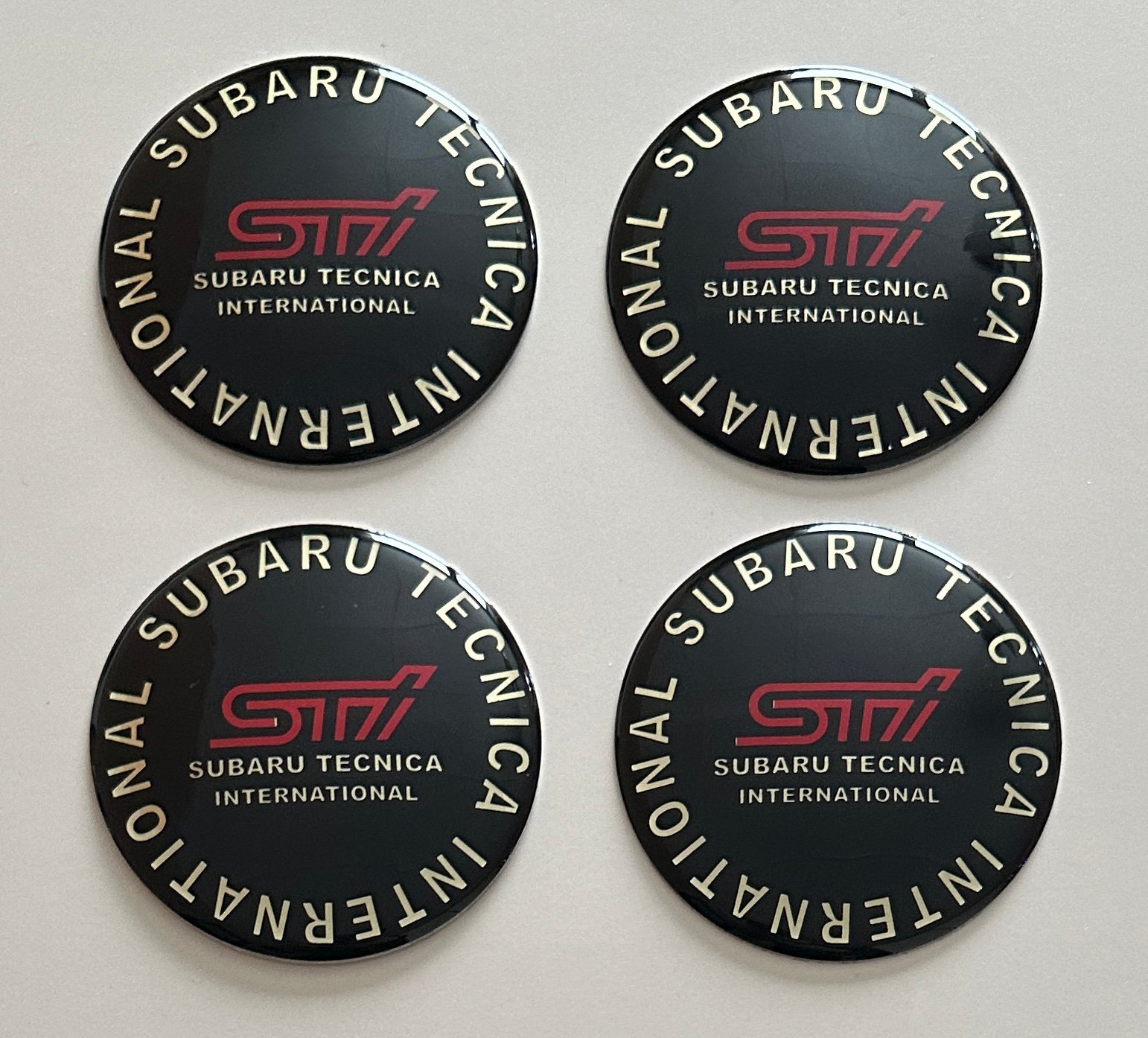 4 pcs (Set) 65mm - 2.56inch Black Subaru STI Wheel Center Hub Caps Stickers