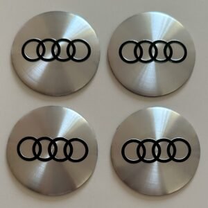 4 pcs (Set) 56mm - 2.20inch Matte Silver Audi Wheel Center Hub Caps Stickers
