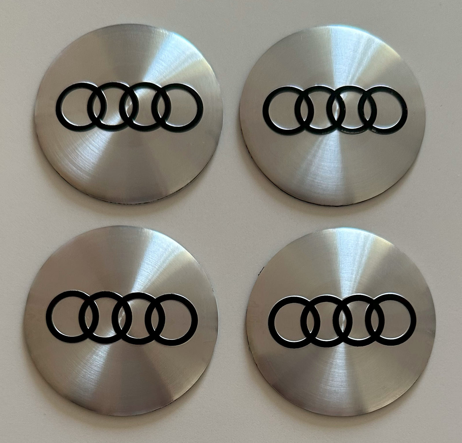 4 pcs (Set) 56mm - 2.20inch Matte Silver Audi Wheel Center Hub Caps Stickers