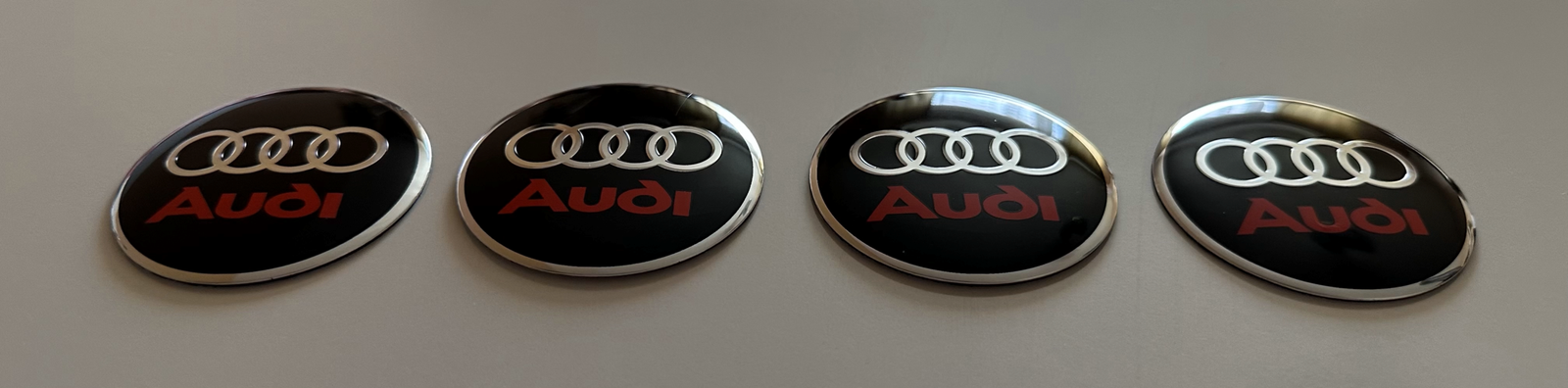 4 pcs (Set) 56mm - 2.20inch Black & Red Audi Wheel Center Hub Caps Stickers - Image 4