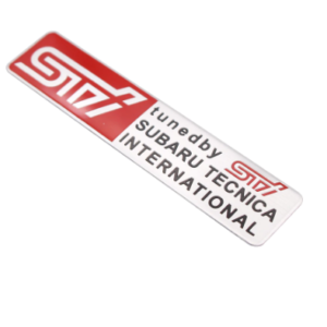 1 pcs Silver & Red Subaru STI Emblem Sticker Metal