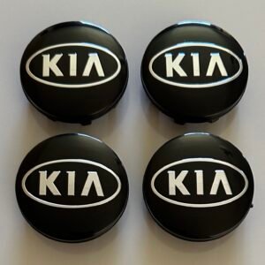 4 pcs (Set) 58mm - 2.28inch Black KIA Logo Wheel Center Hub Caps