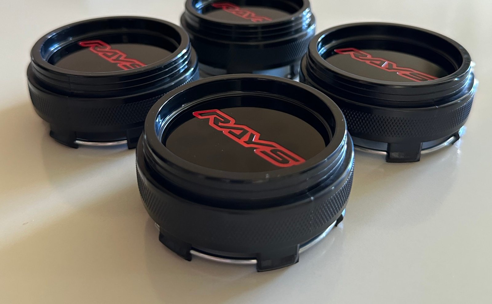 4 pcs (Set) 65mm - 2.56inch Black & Red RAYS Wheel Center Hub Caps - Image 3