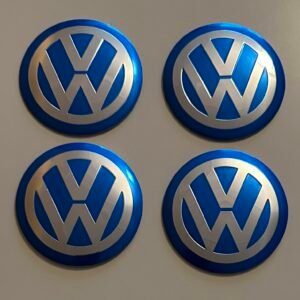 4 pcs (Set) 60mm - 2.36inch Blue Volkswagen Wheel Center Hub Caps Stickers