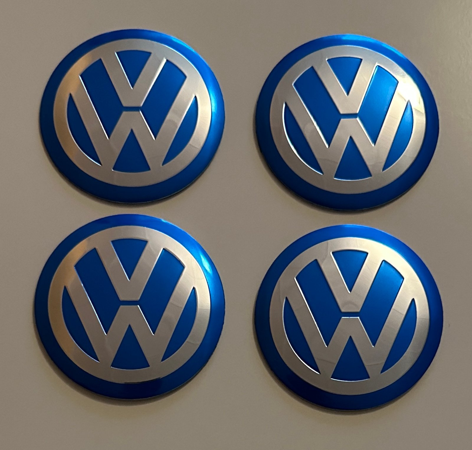 4 pcs (Set) 60mm - 2.36inch Blue Volkswagen Wheel Center Hub Caps Stickers