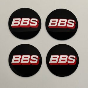 4 pcs (Set) 65mm - 2.56inch Black & Silver & Red BBS Wheel Center Hub Caps Stickers NOT EPOXY