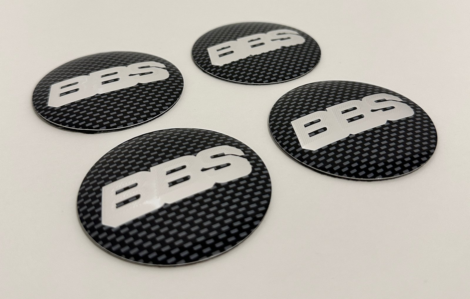 4 pcs (Set) 56mm - 2.20inch Carbon Black & Silver BBS Wheel Center Hub Caps Stickers NOT EPOXY - Image 2