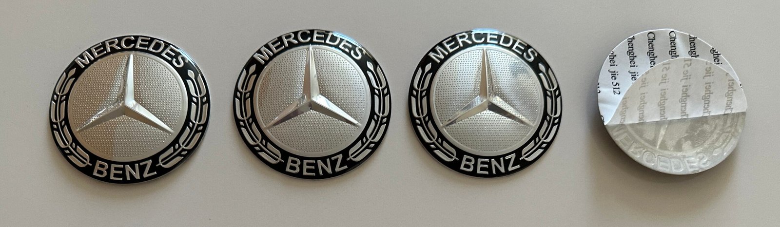 4 pcs (Set) 65mm - 2.56inch Silver & Black Mercedes Benz Wheel Center Hub Caps Stickers - Image 3