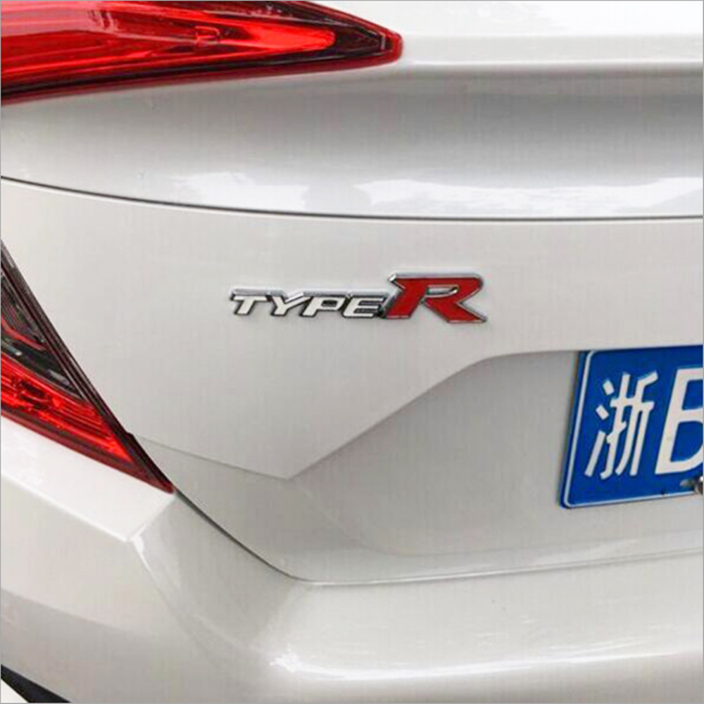 1 pcs White & Red Honda Type R Metal Emblem Sticker - Image 4