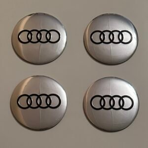 4 pcs (Set) 56mm - 2.20inch Glossy Silver Audi Wheel Center Hub Caps Stickers