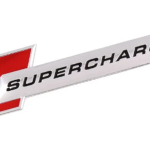 1 pcs Silver & Red Audi Supercharged Emblem Sticker Metal