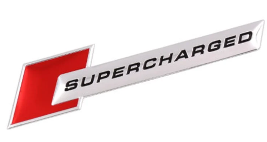 1 pcs Silver & Red Audi Supercharged Emblem Sticker Metal
