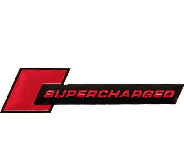 1 pcs Black & Red Audi Supercharged Emblem Sticker Metal - Image 2