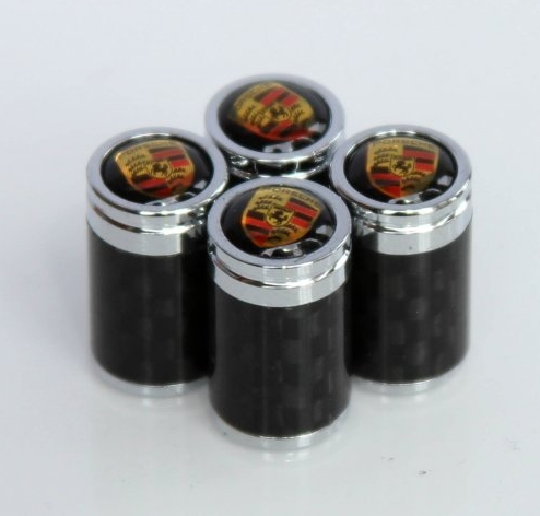 4 pcs (Set) Black Carbon Tire Valve Dust Caps for Porsche