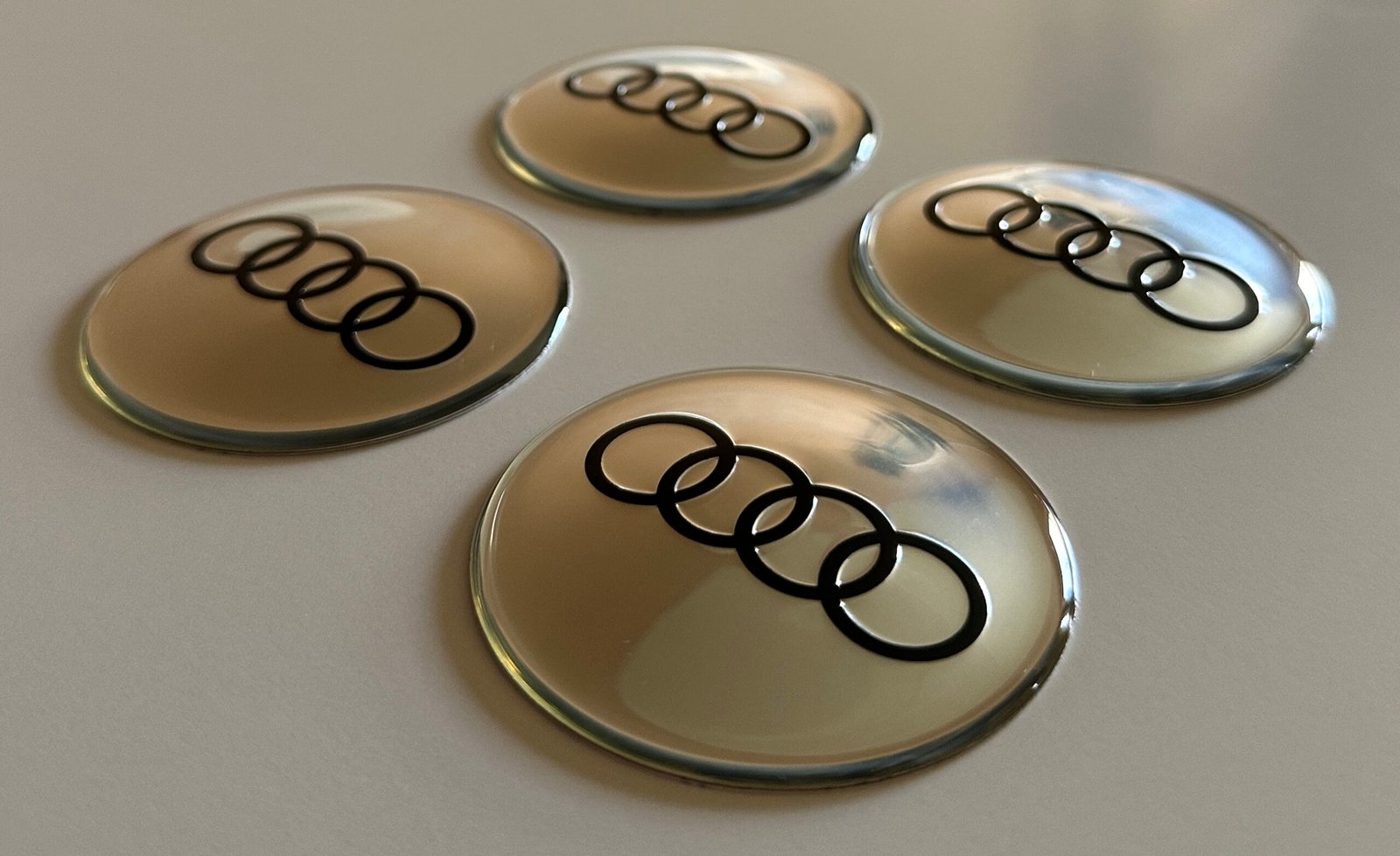 4 pcs (Set) 65mm - 2.56inch Silver Audi Wheel Center Hub Caps Stickers - Image 3