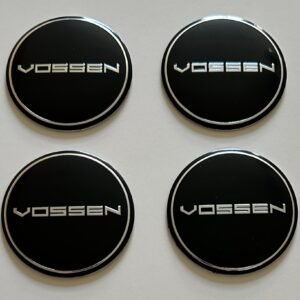 4 pcs (Set) 56mm - 2.20inch Black Vossen Wheel Center Hub Caps Stickers