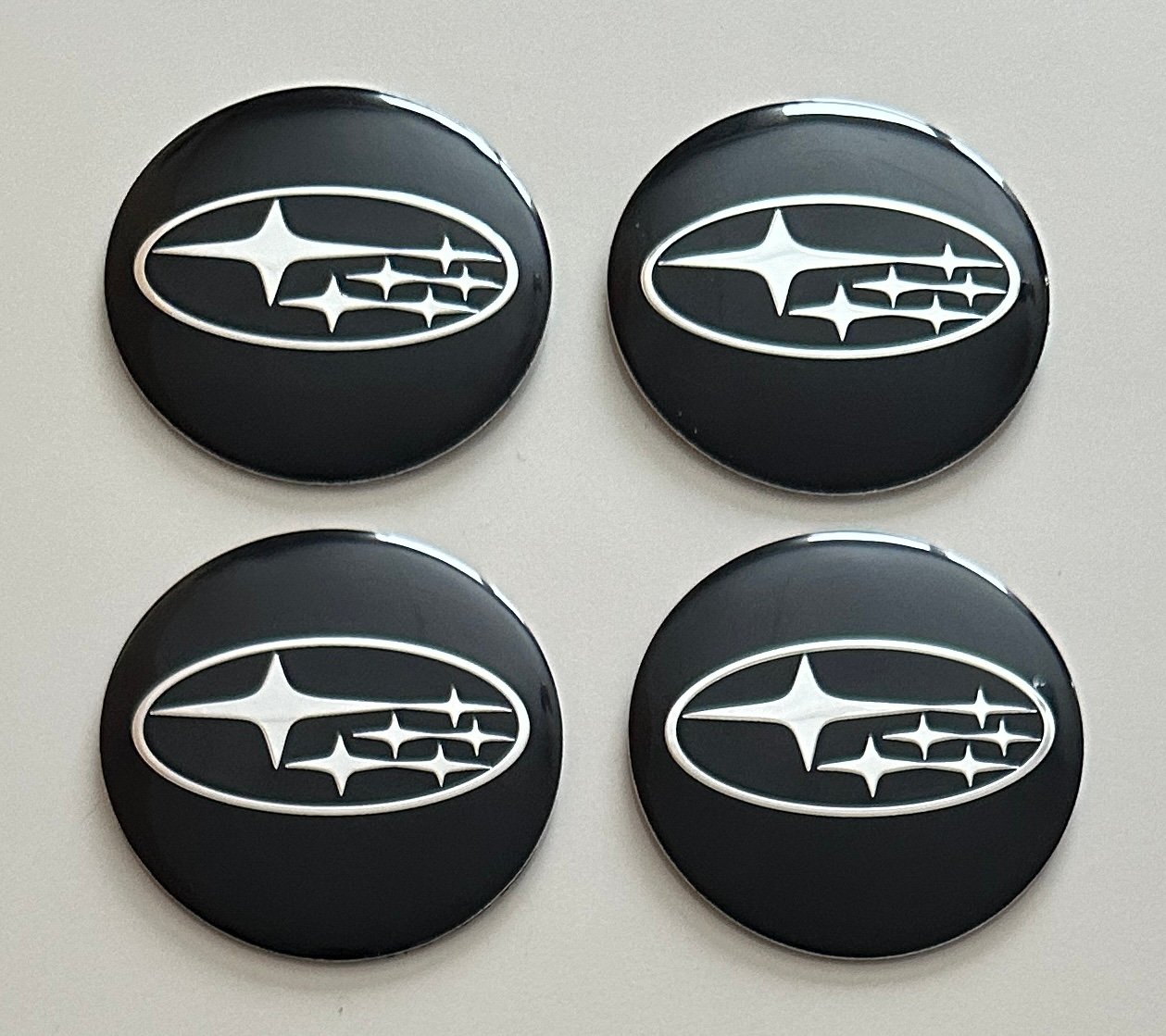 4 pcs (Set) 56mm - 2.20inch Black Subaru Wheel Center Hub Caps Stickers