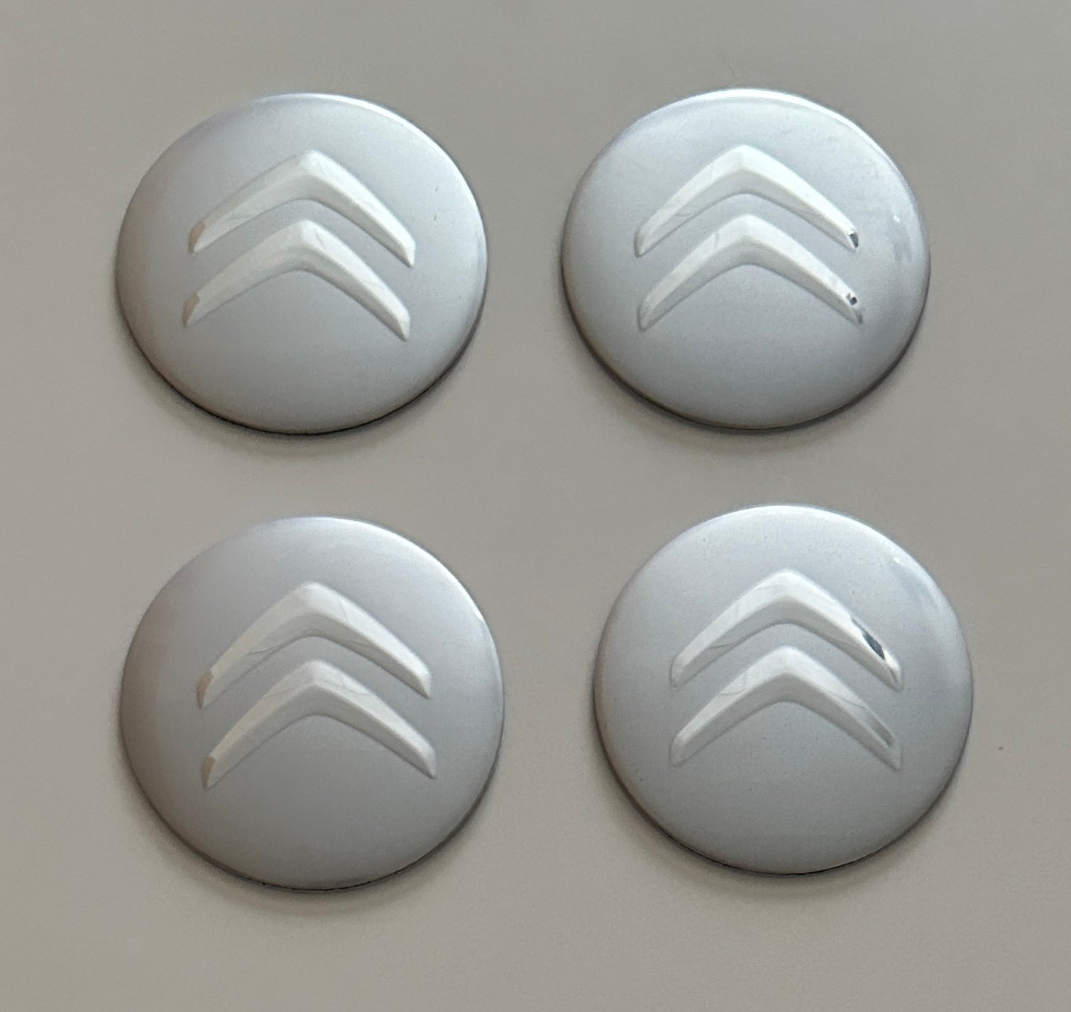 4 pcs (Set) 56mm - 2.20inch Silver Citroen Wheel Center Hub Caps Stickers