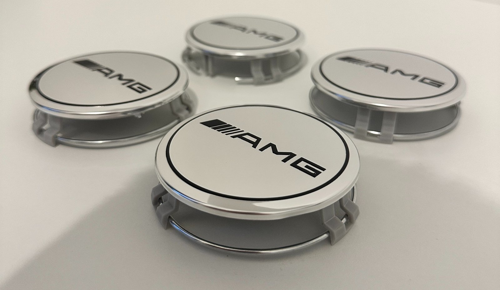 4 pcs (Set) 75mm - 2.95inch Silver AMG Wheel Center Hub Caps - Image 3
