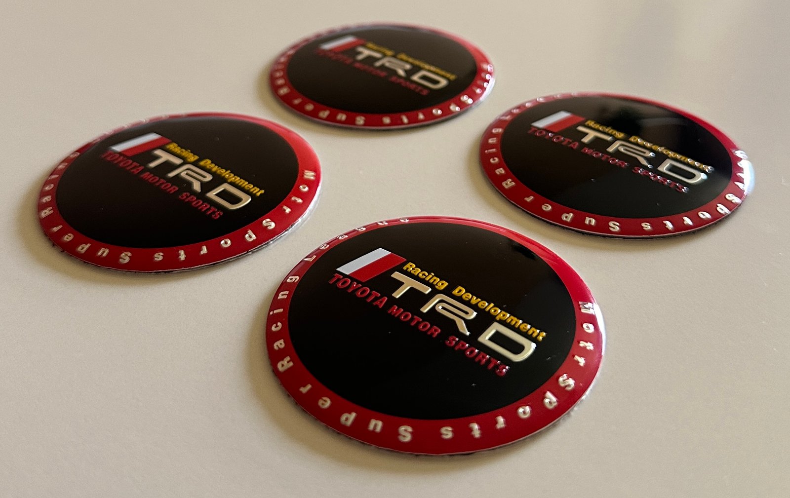 4 pcs (Set) 56mm - 2.20inch Black & Red Toyota TRD Motor Sports Wheel Center Hub Caps Stickers - Image 3