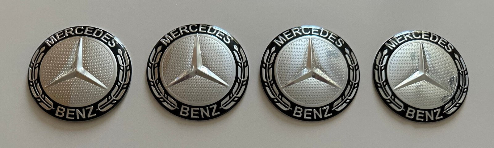 4 pcs (Set) 65mm - 2.56inch Silver & Black Mercedes Benz Wheel Center Hub Caps Stickers - Image 2