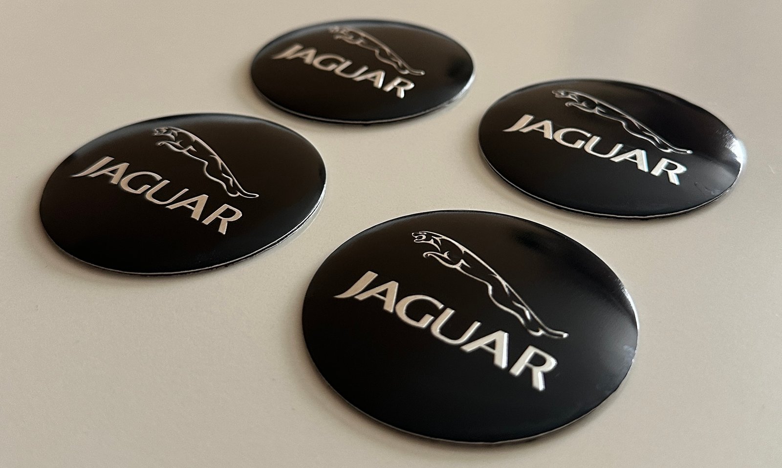 4 pcs (Set) 56mm - 2.20inch Black Jaguar Wheel Center Hub Caps Stickers - Image 3