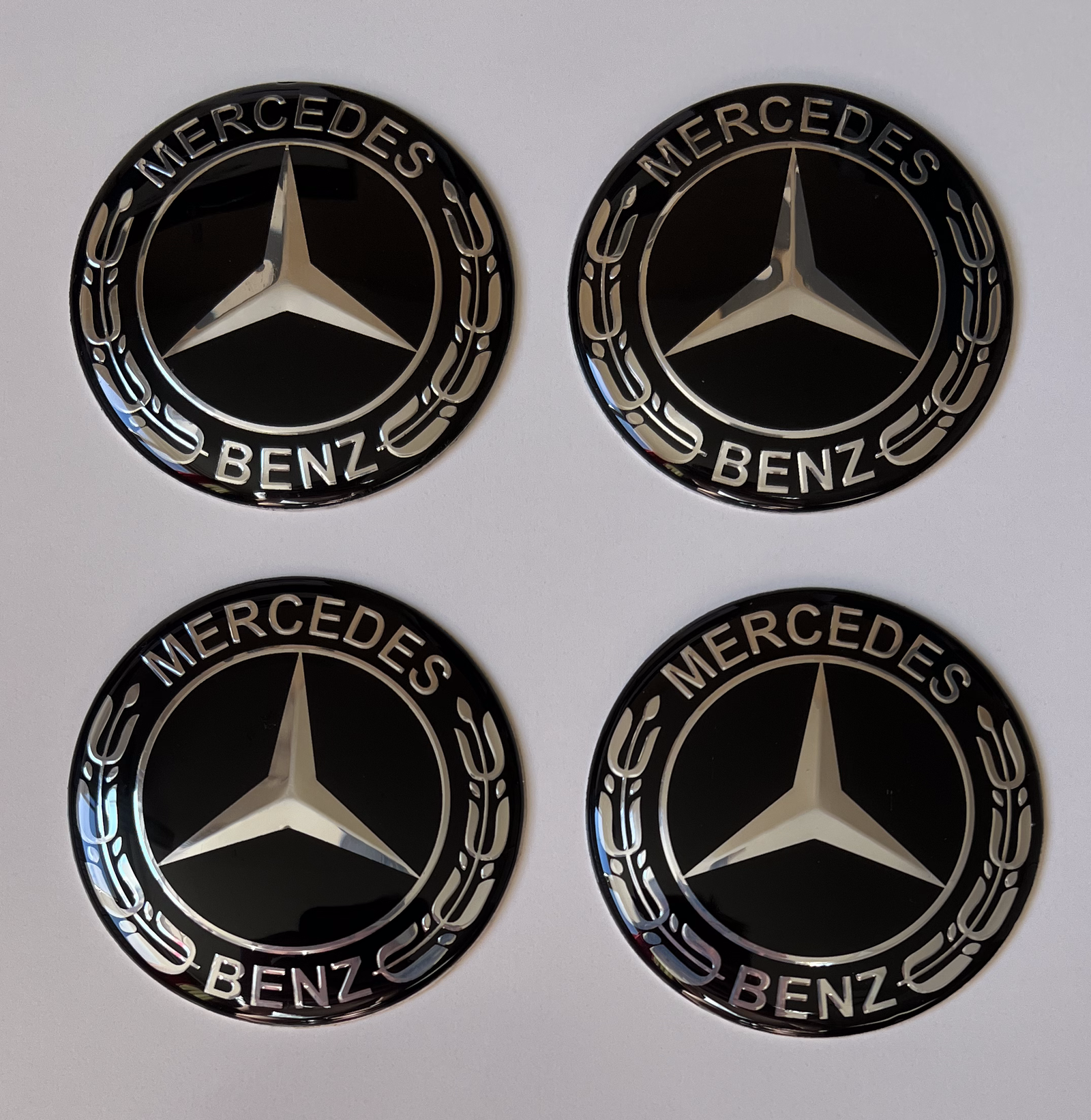 4 pcs (Set) 65mm - 2.56inch Black Mercedes Benz Wheel Center Hub Caps Stickers