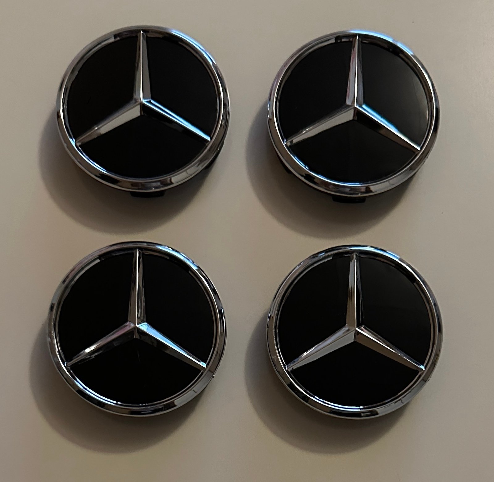 4 pcs (Set) 60mm - 2.36inch Glossy Black Mercedes Benz Star Logo Wheel Center Hub Caps