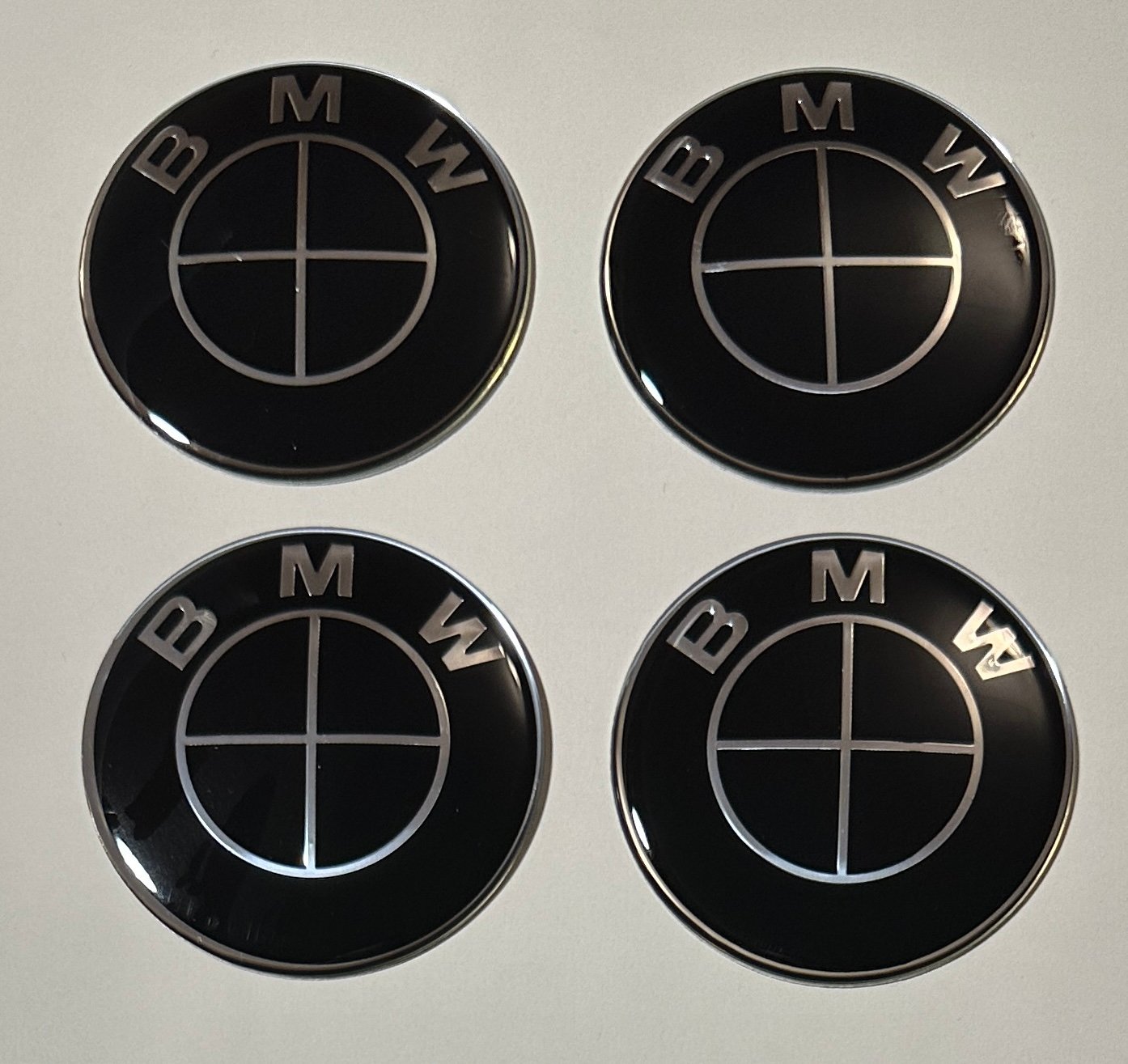4 pcs (Set) 65mm - 2.56inch Full Black BMW Wheel Center Hub Caps Stickers