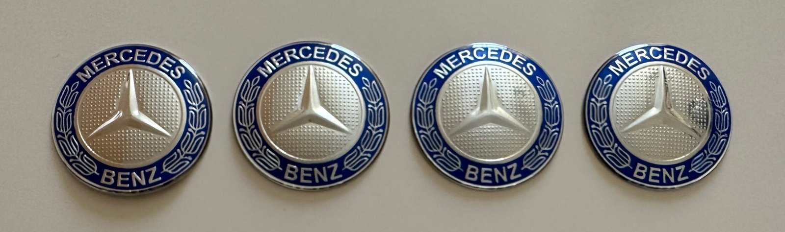 4 pcs (Set) 65mm - 2.56inch Silver & Blue Mercedes Benz Wheel Center Hub Caps Stickers - Image 4
