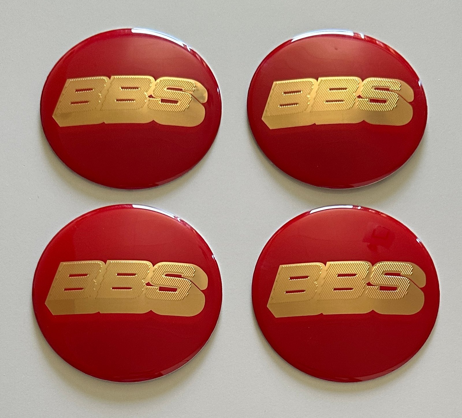 4 pcs (Set) 80mm - 3.15inch Red & Gold BBS Wheel Center Hub Caps Stickers EPOXY