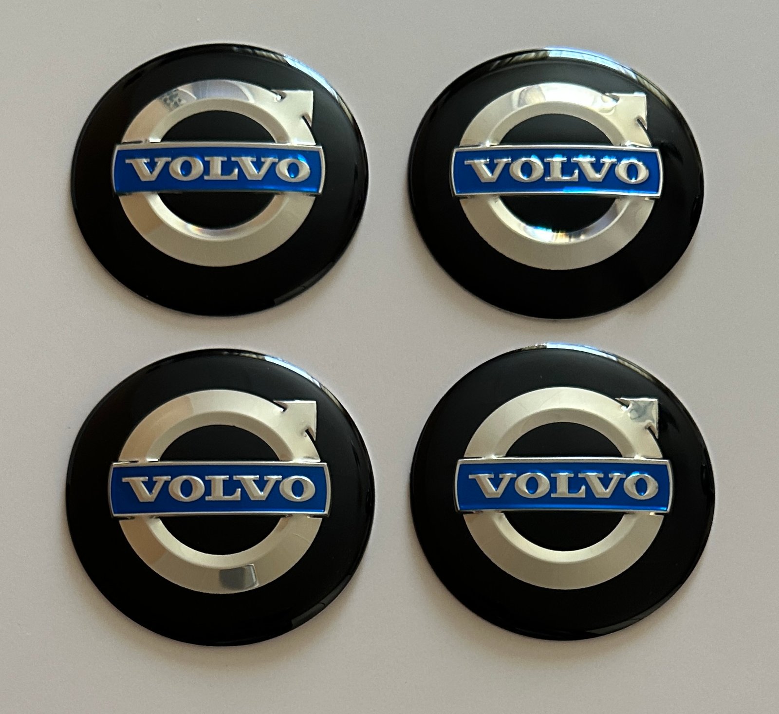 4 pcs (Set) 65mm - 2.56inch Black Volvo Wheel Center Hub Caps Stickers