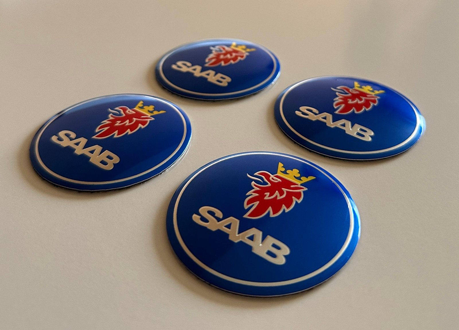 4 pcs (Set) 56mm - 2.20inch Blue SAAB Wheel Center Hub Caps Stickers - Image 3