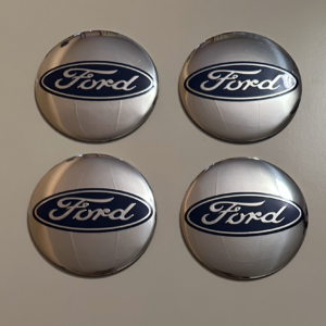 4 pcs (Set) 56mm - 2.20inch Silver Ford Wheel Center Hub Caps Stickers