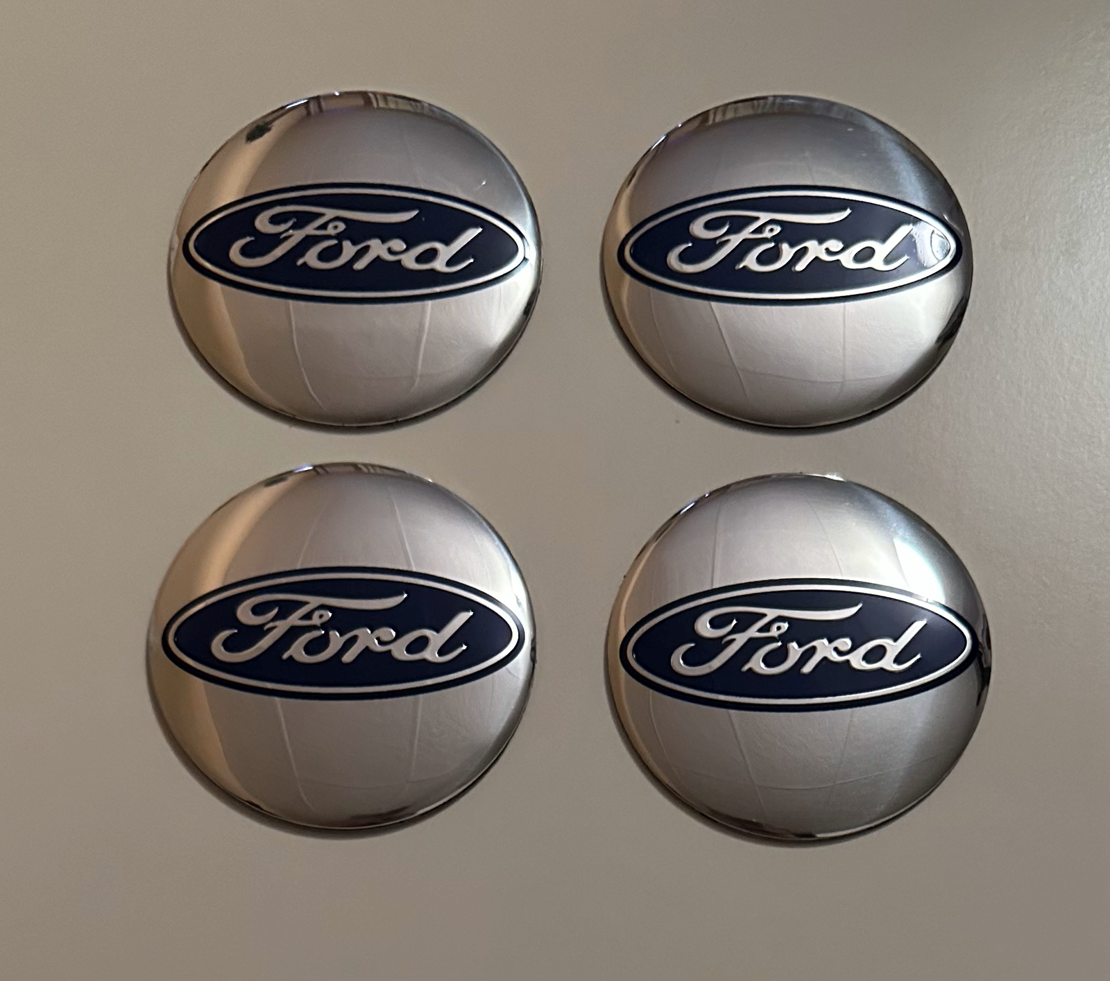 4 pcs (Set) 56mm - 2.20inch Silver Ford Wheel Center Hub Caps Stickers