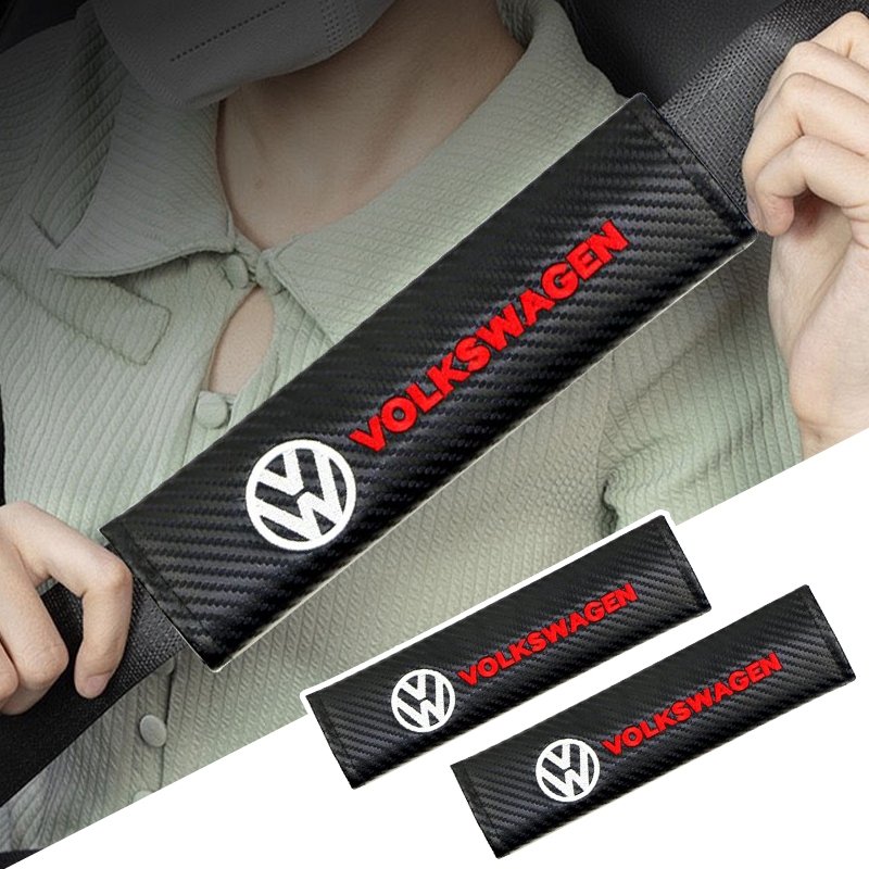 2 pcs Black & Red Volkswagen Car Styling Safety Belt Cover Protection Shoulder Pad Cushion Harness Pad