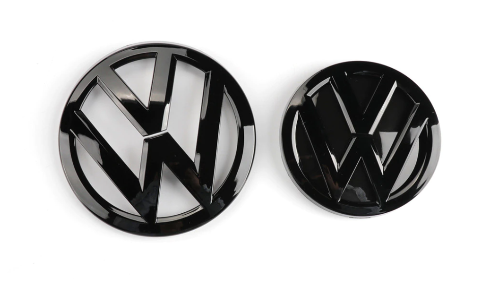2 pcs Front & Back (Set) Volkswagen Glossy Black Front Grill Badge + Rear Trunk Lid Emblem Logo for Golf MK 7.5 FACELIFT - Image 2