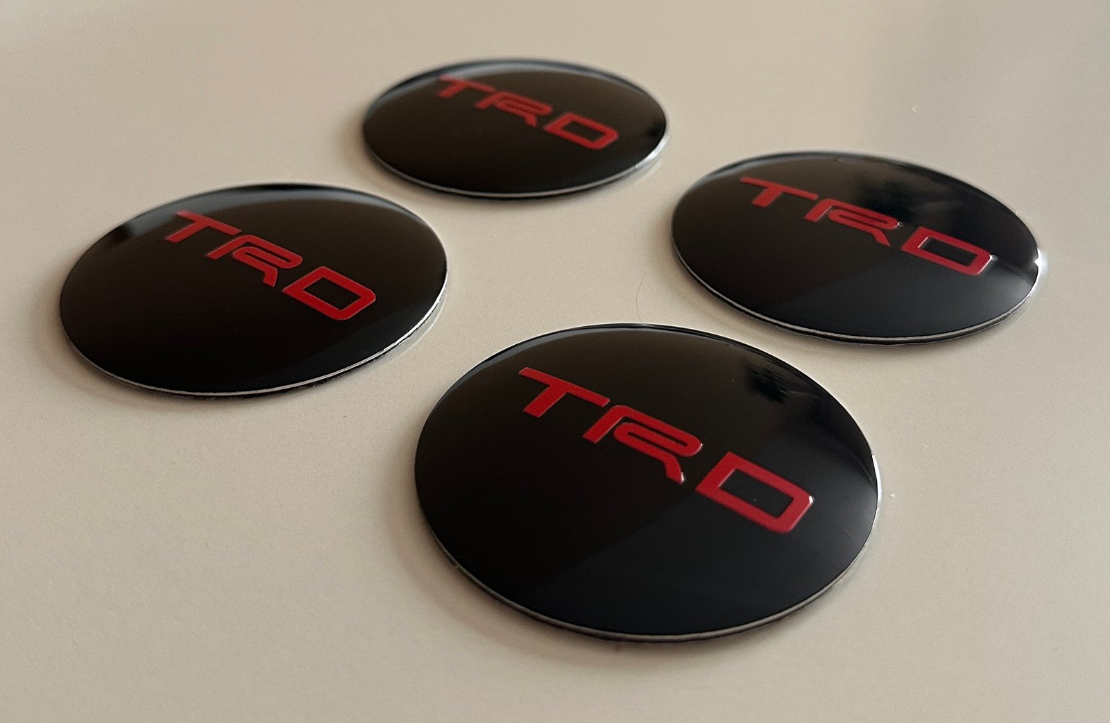 4 pcs (Set) 56mm - 2.20inch Black & Red Toyota TRD Wheel Center Hub Caps Stickers - Image 3